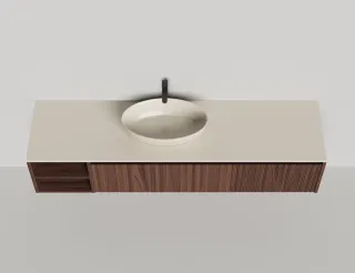 Подвесная тумба Salini Domino 27D220A 200см шпон с открытой полкой